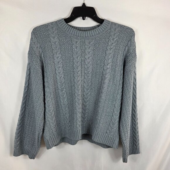 Tahari Cable Knit Crewneck Blue Sweater Women's Size Large - Picture 1 of 11